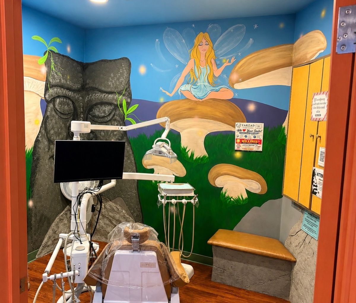 Calm, garden themed treatment room at Farzad Dental Palmdale